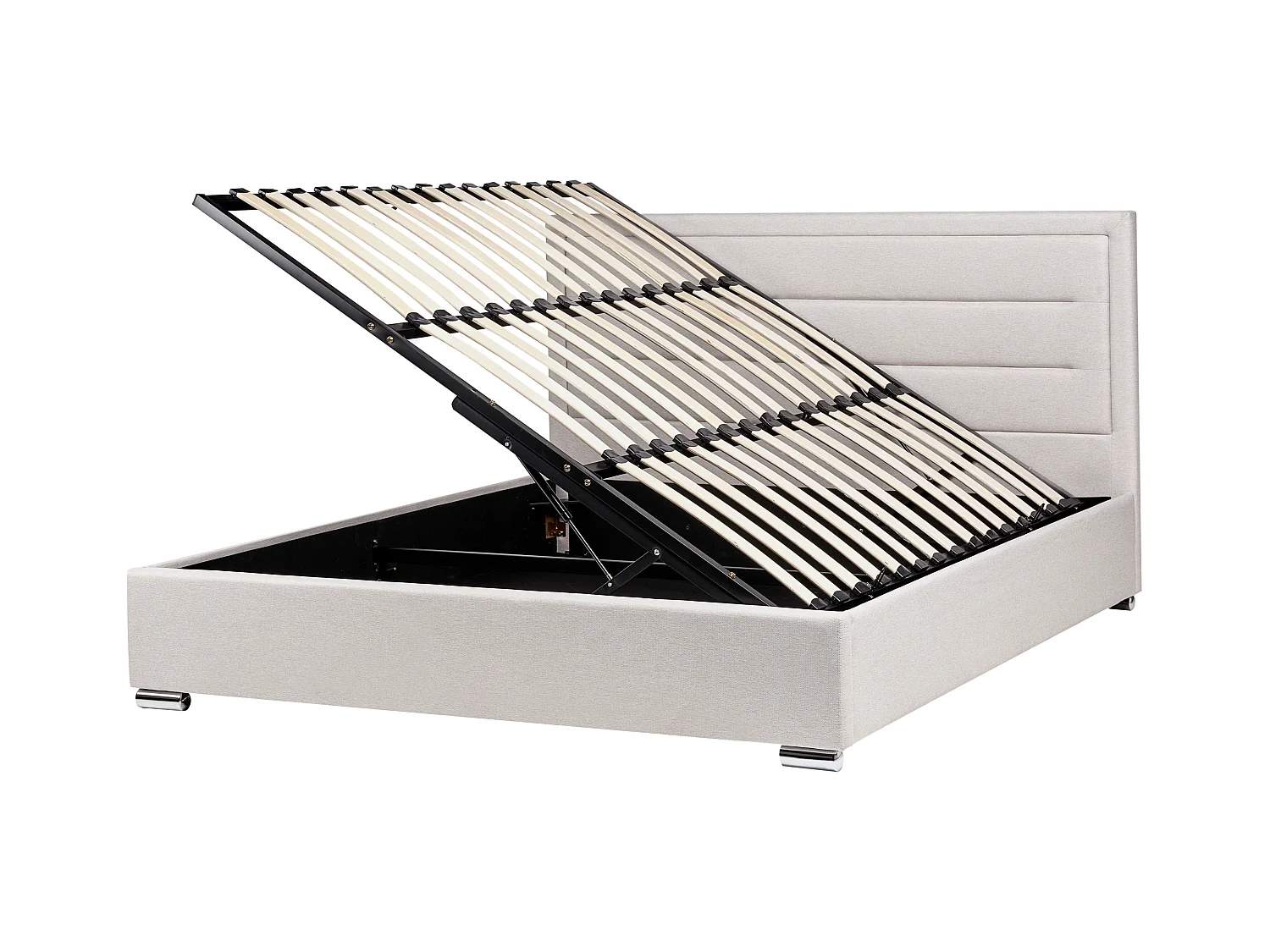 Lit ottoman Tissu ROUEN 180 x 200 cm Beige clair