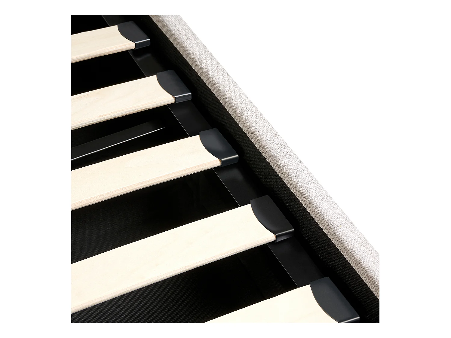 Lit ottoman Tissu ROUEN 180 x 200 cm Beige clair