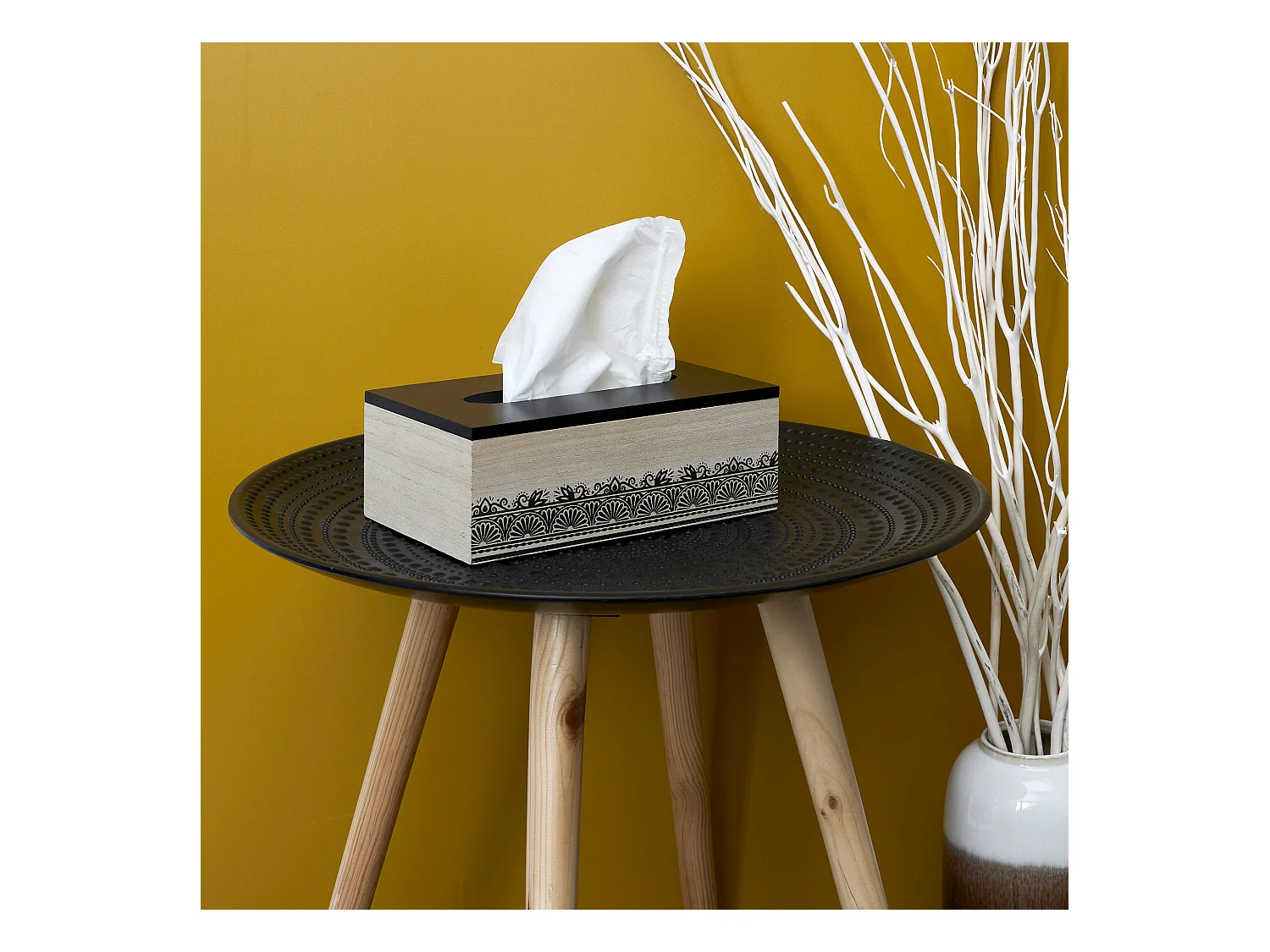 Boîte à Mouchoir Déco "Mirage" 24cm Noir