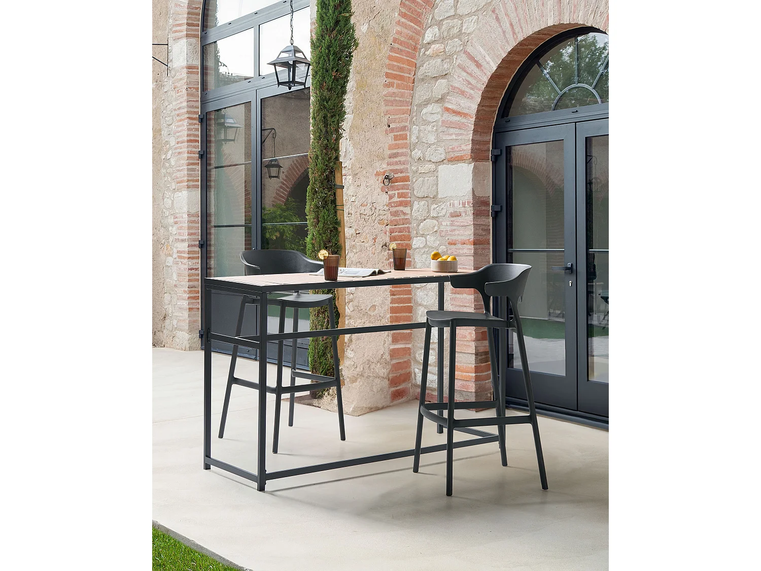 Lot de 2 chaises de bar de jardin GUBBIO Noir
