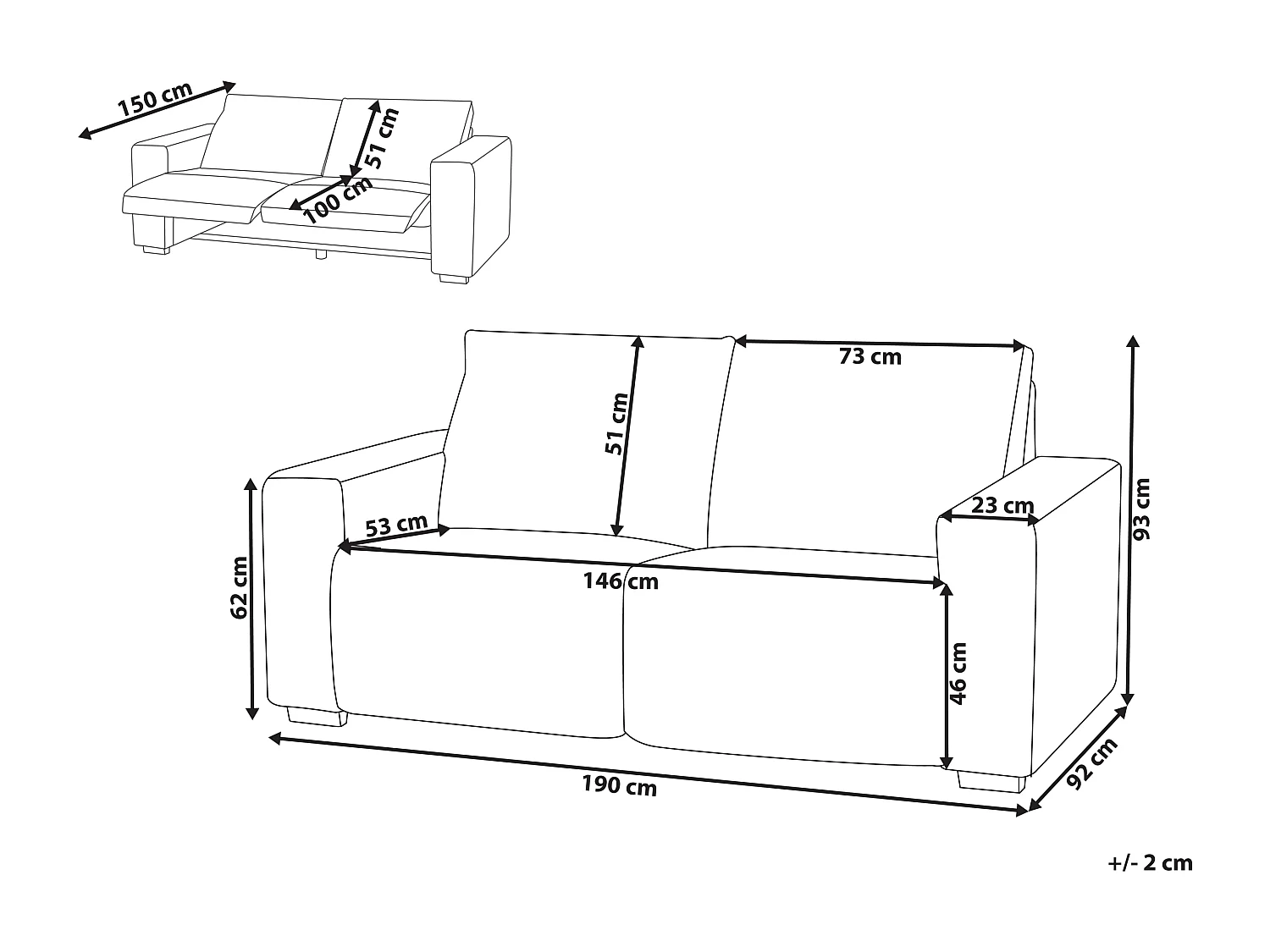 Canapé relax électrique 2 places NUKARI Tissu Gris