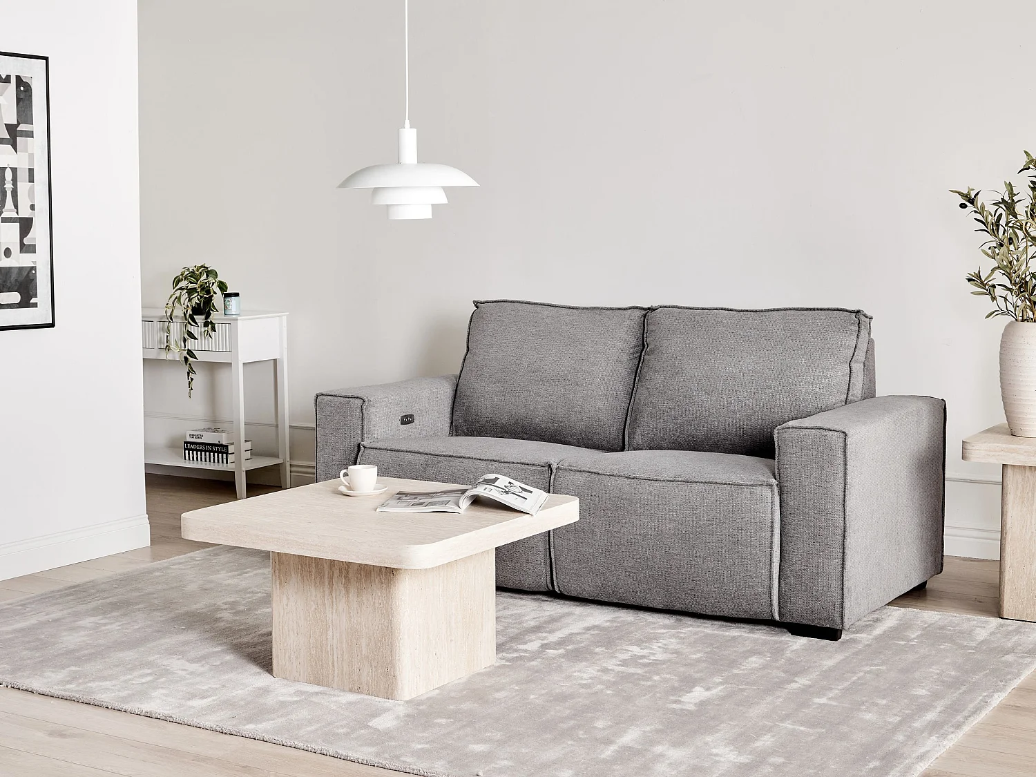 Canapé relax électrique 2 places NUKARI Tissu Gris