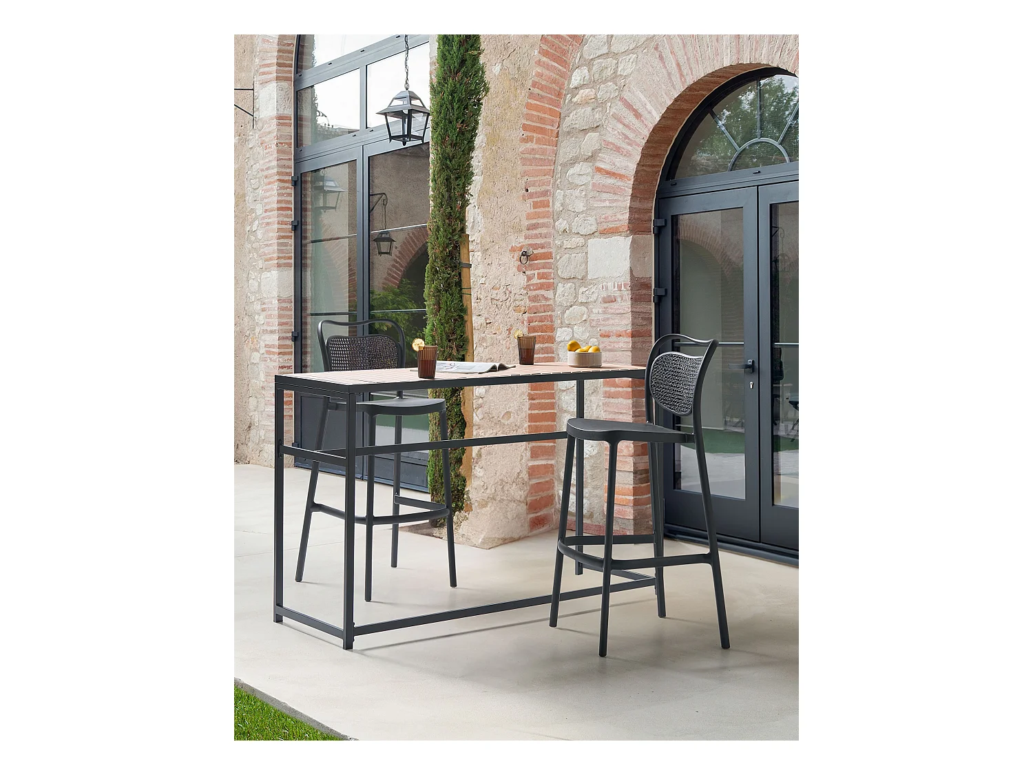 Lot de 2 chaises de bar de jardin CELLENO Noir