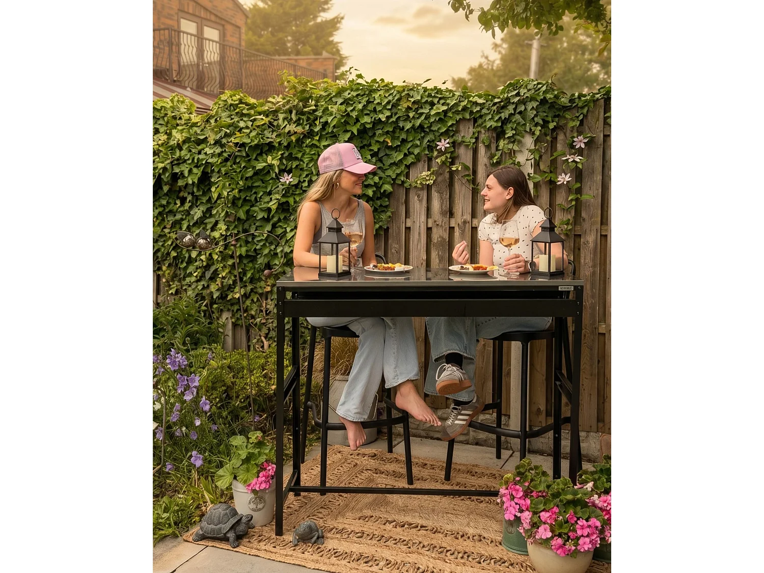 Set of 2 Garden Bar Chairs CELLENO Black
