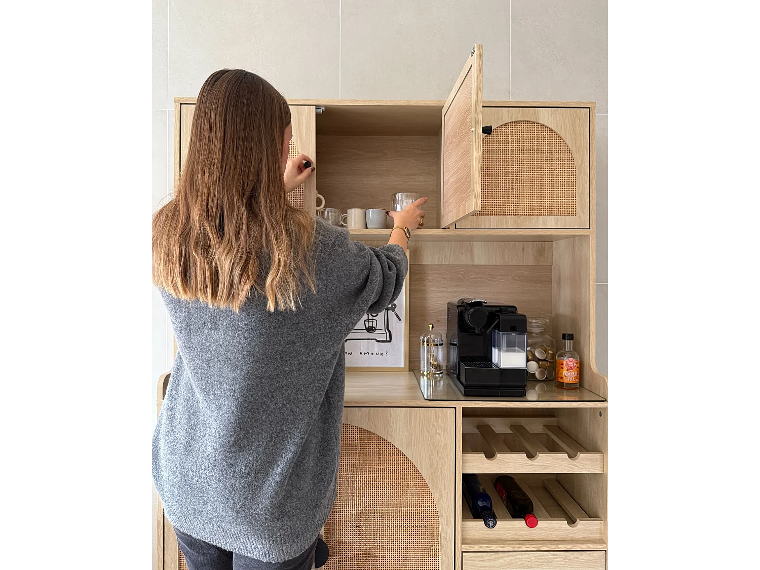 Kitchen Hutch CAMPBELLTON 120 cm Light Brown