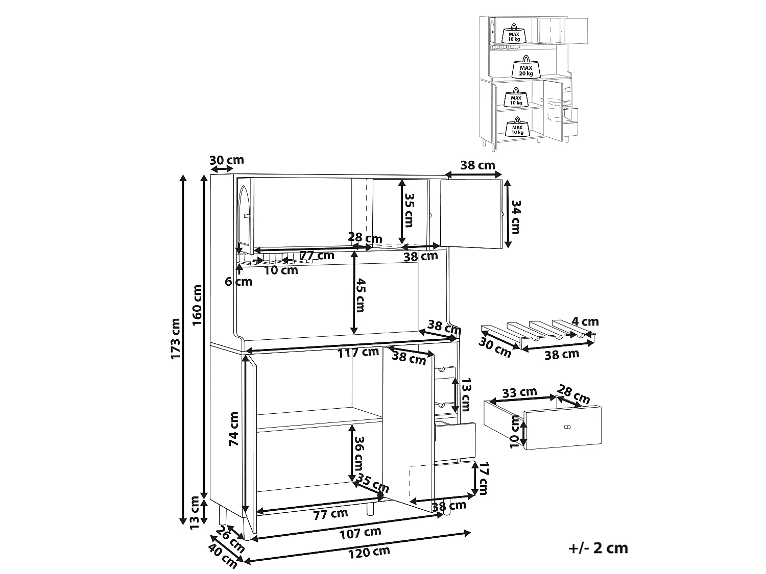 Kitchen Hutch CAMPBELLTON 120 cm Light Brown