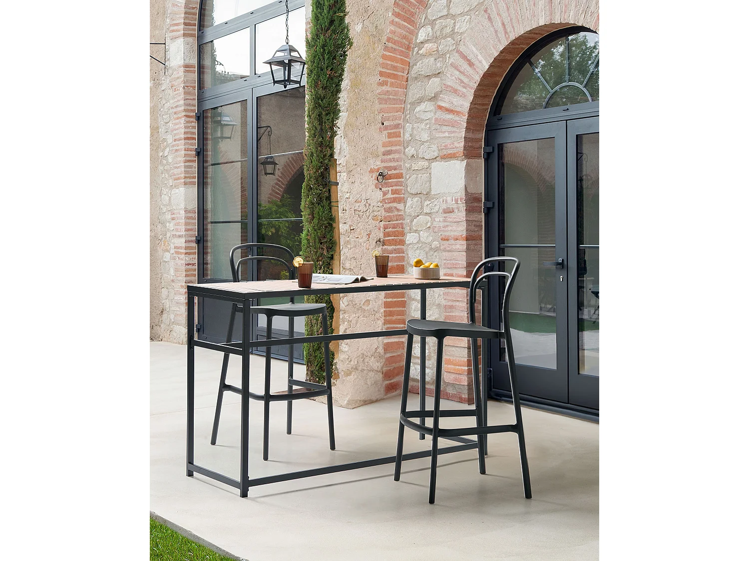 Lot de 2 chaises de bar de jardin PORANO Noir