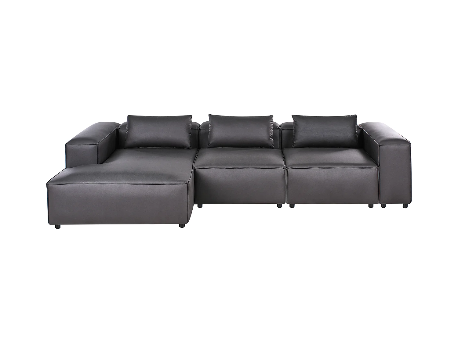 Canapé d'angle modulable 4 places BRANDE Cuir PU Noir Côté droit