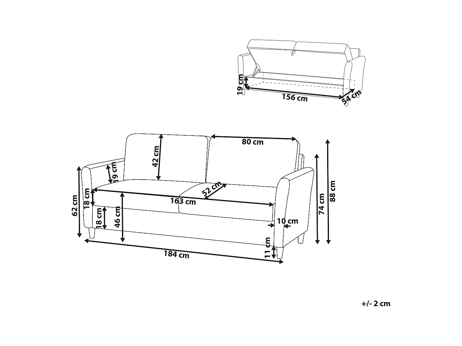 Canapé 3 places MARE Tissu Gris