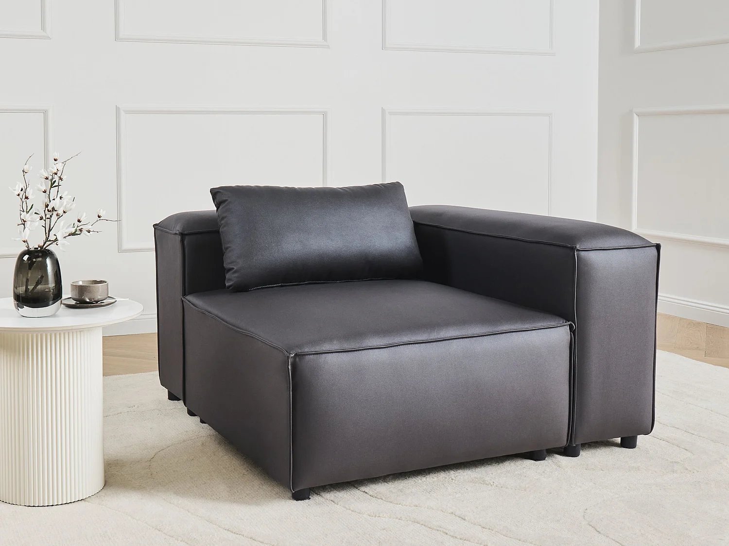 Module d'angle BRANDE Cuir PU Noir Symétrique