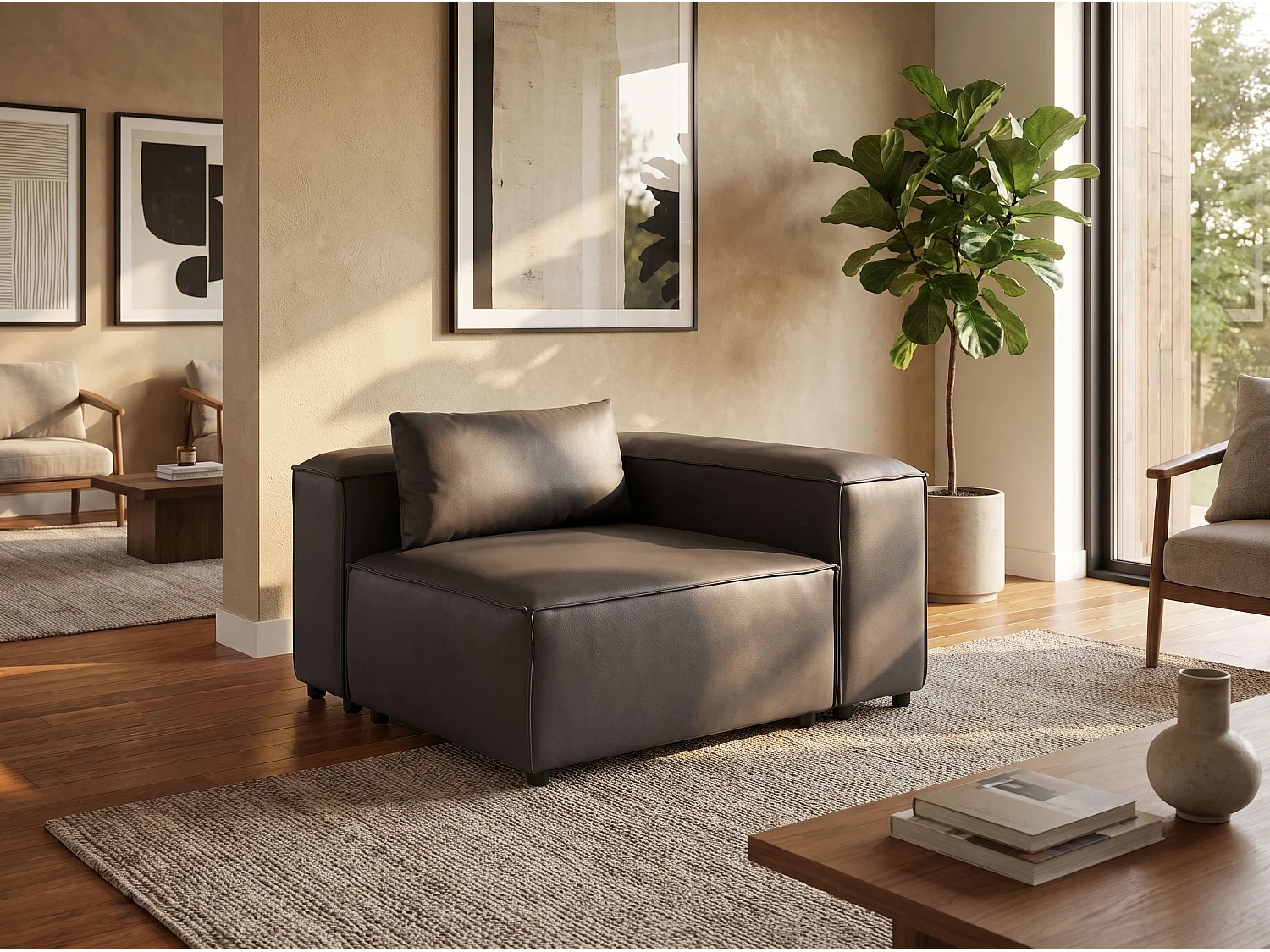 Module d'angle BRANDE Tissu Noir Symétrique