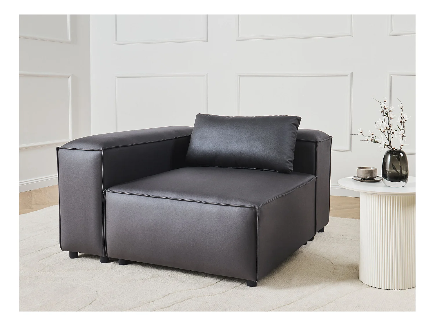 Module d'angle BRANDE Cuir PU Noir Côté droit