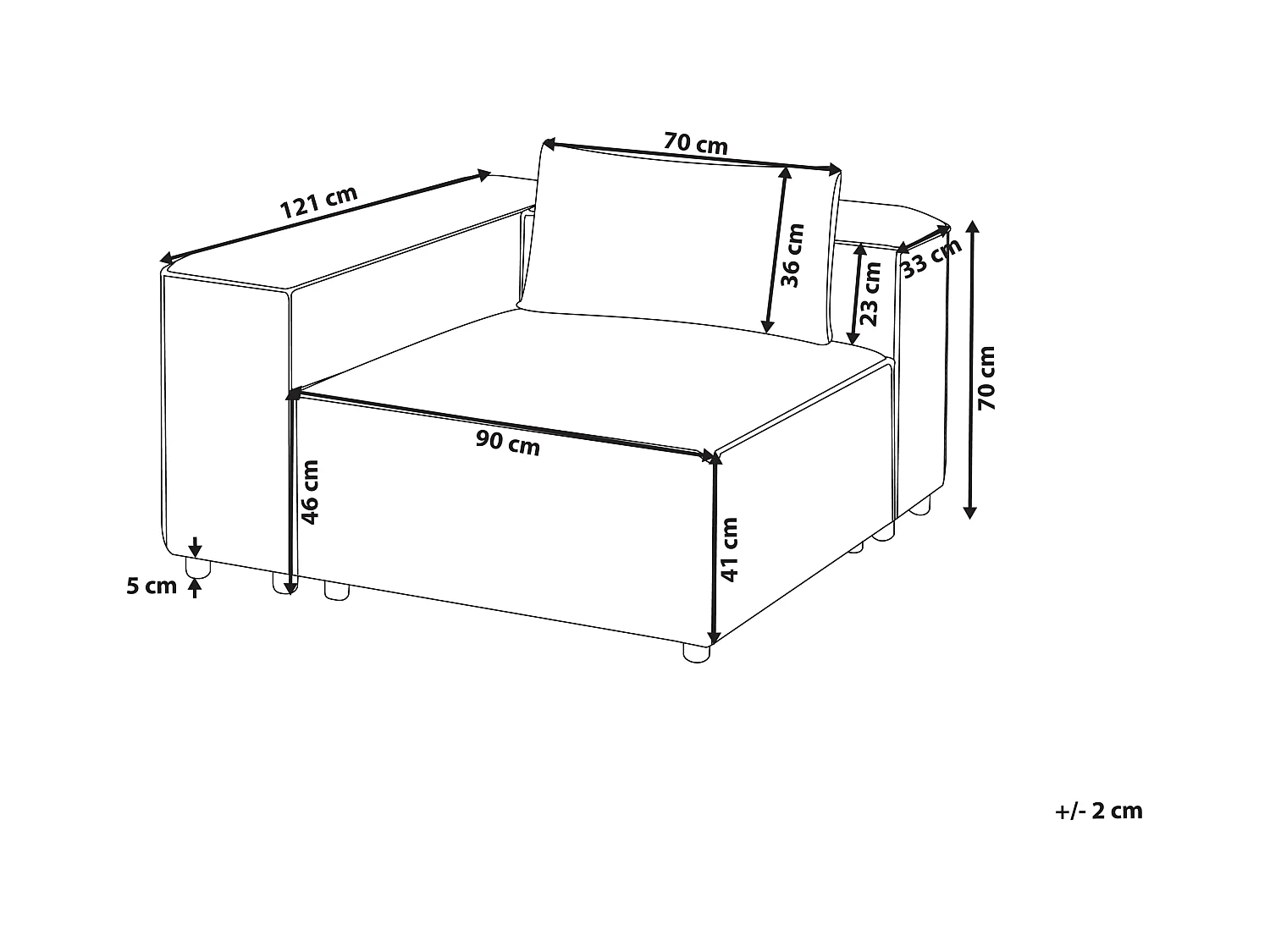 Module d'angle BRANDE Cuir PU Noir Côté droit
