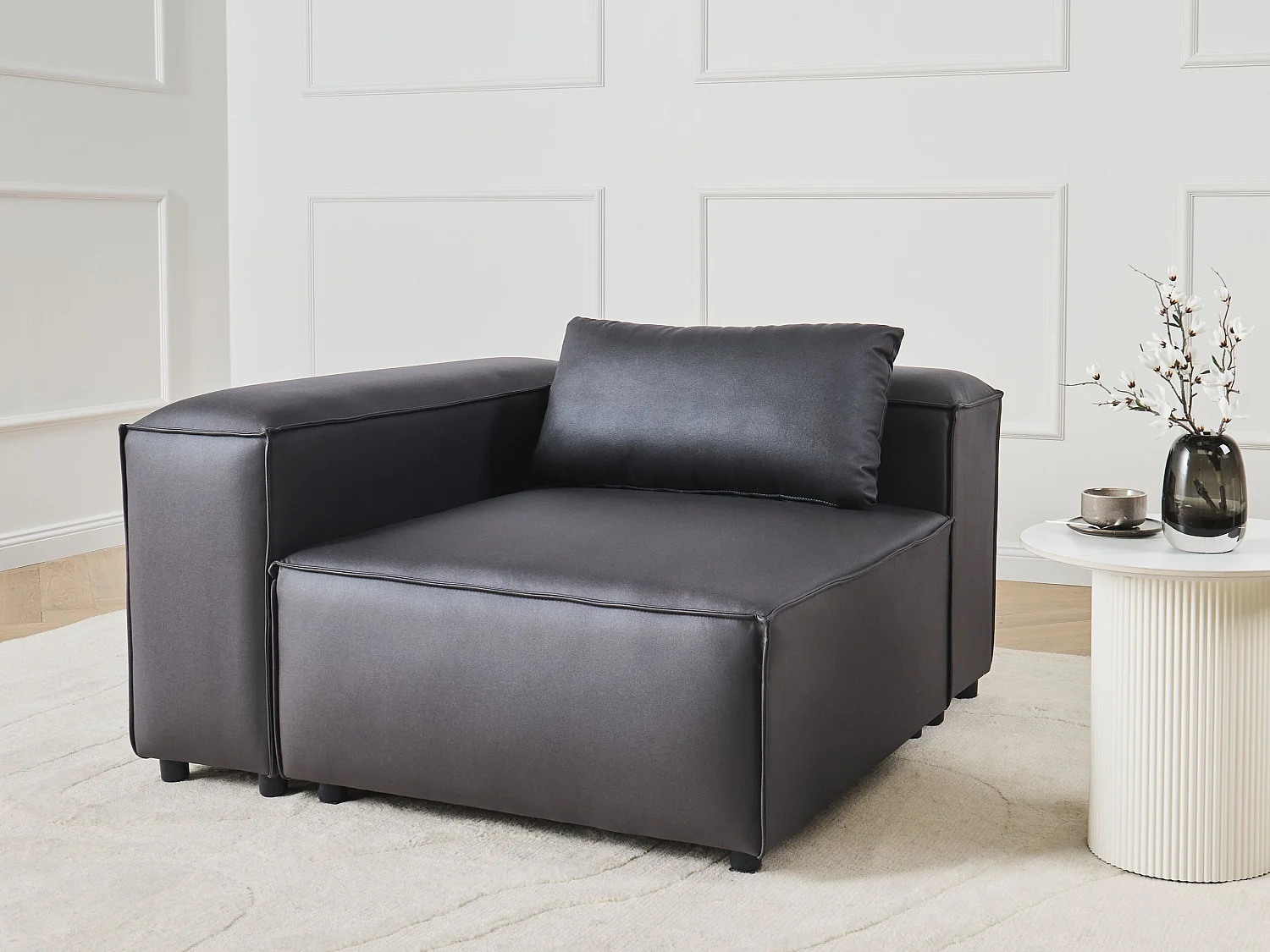 Module d'angle BRANDE Cuir PU Noir Côté droit