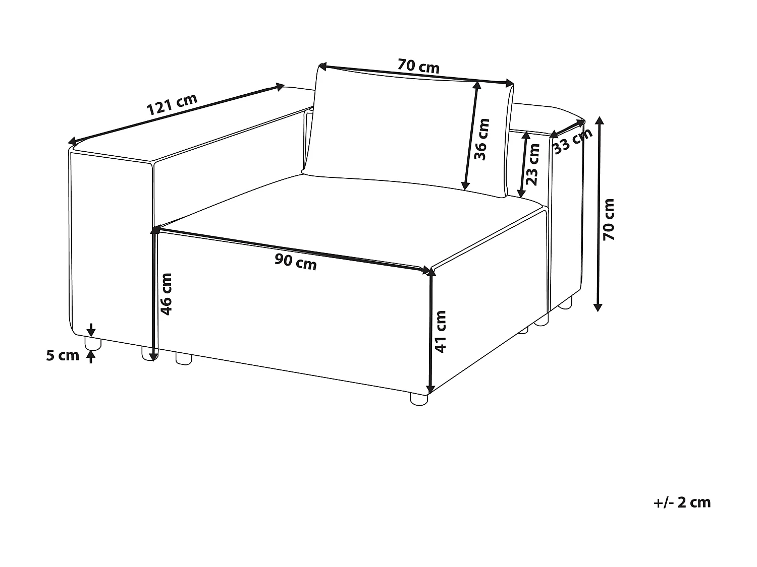 Module d'angle BRANDE Cuir PU Noir Côté droit