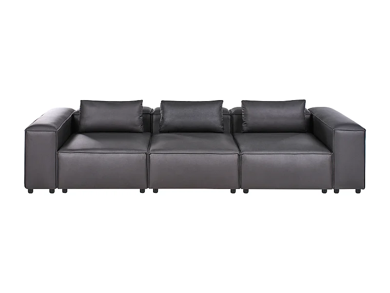 Canapé modulable 3 places BRANDE Cuir PU Noir