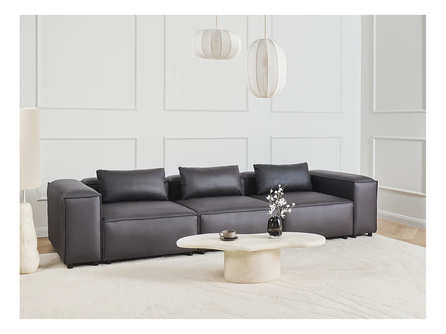 Canapé modulable 3 places BRANDE Cuir PU Noir