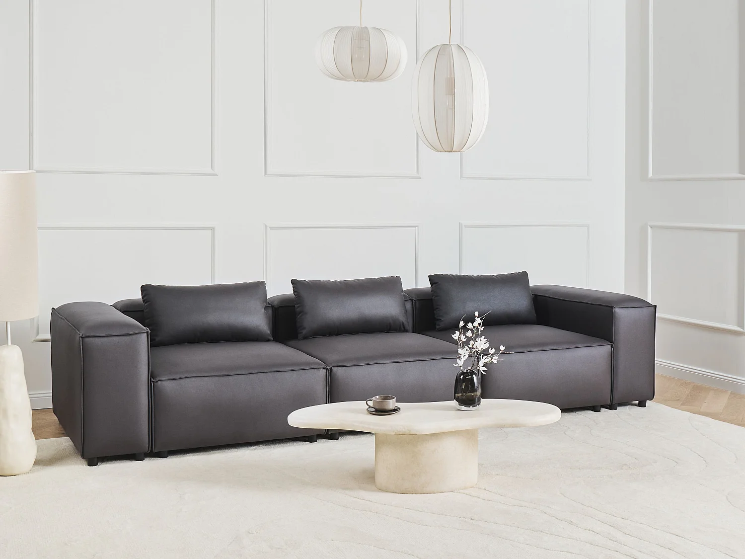 Canapé modulable 3 places BRANDE Cuir PU Noir