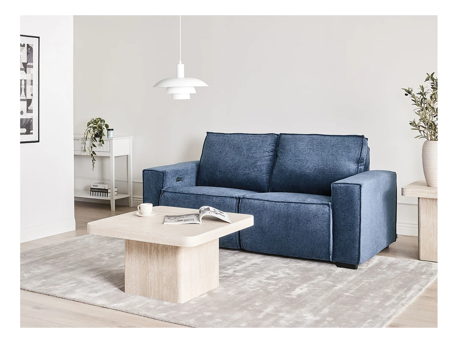 Canapé relax électrique 2 places NUKARI Tissu Bleu