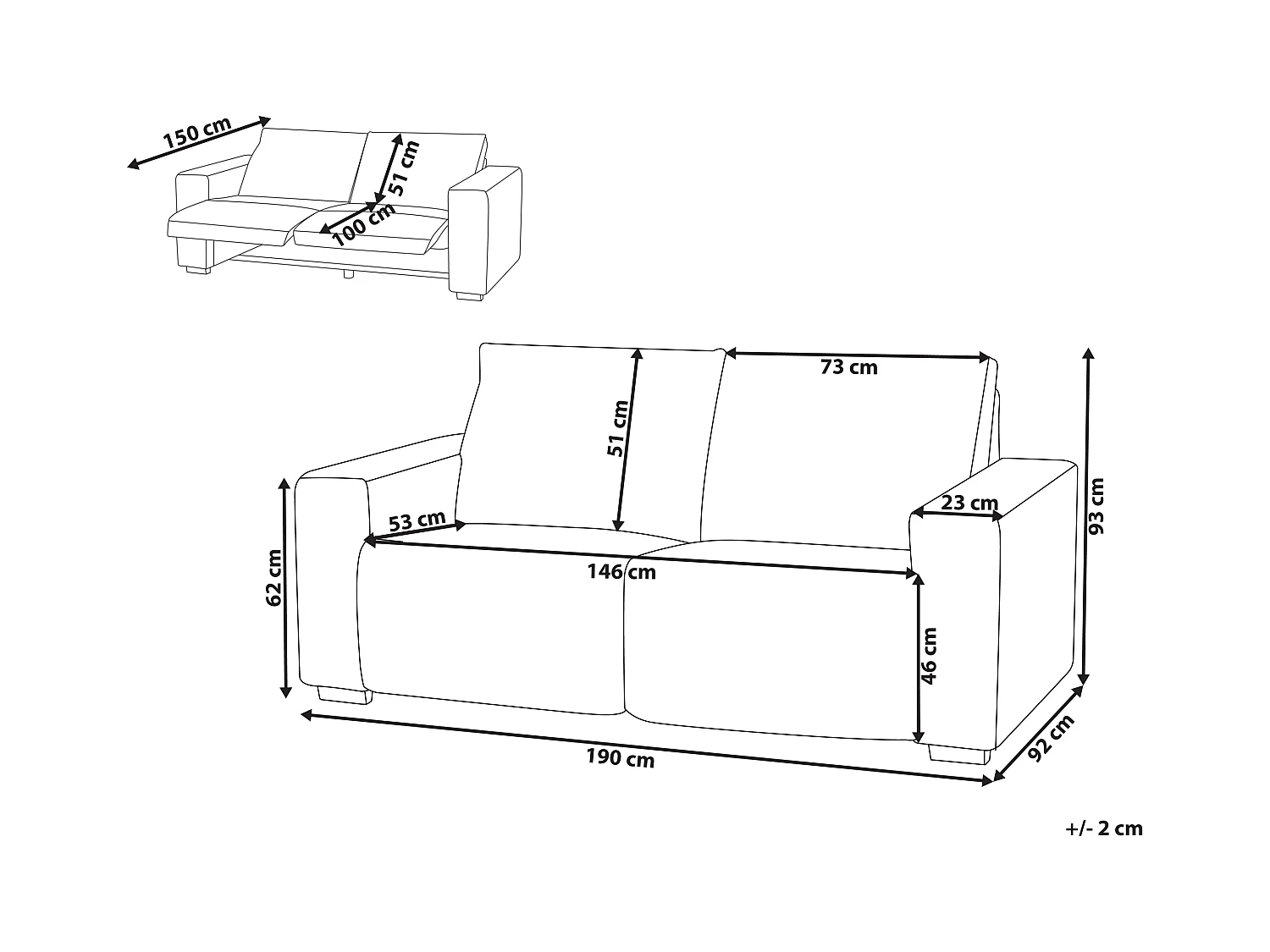 Canapé relax électrique 2 places NUKARI Tissu Bleu