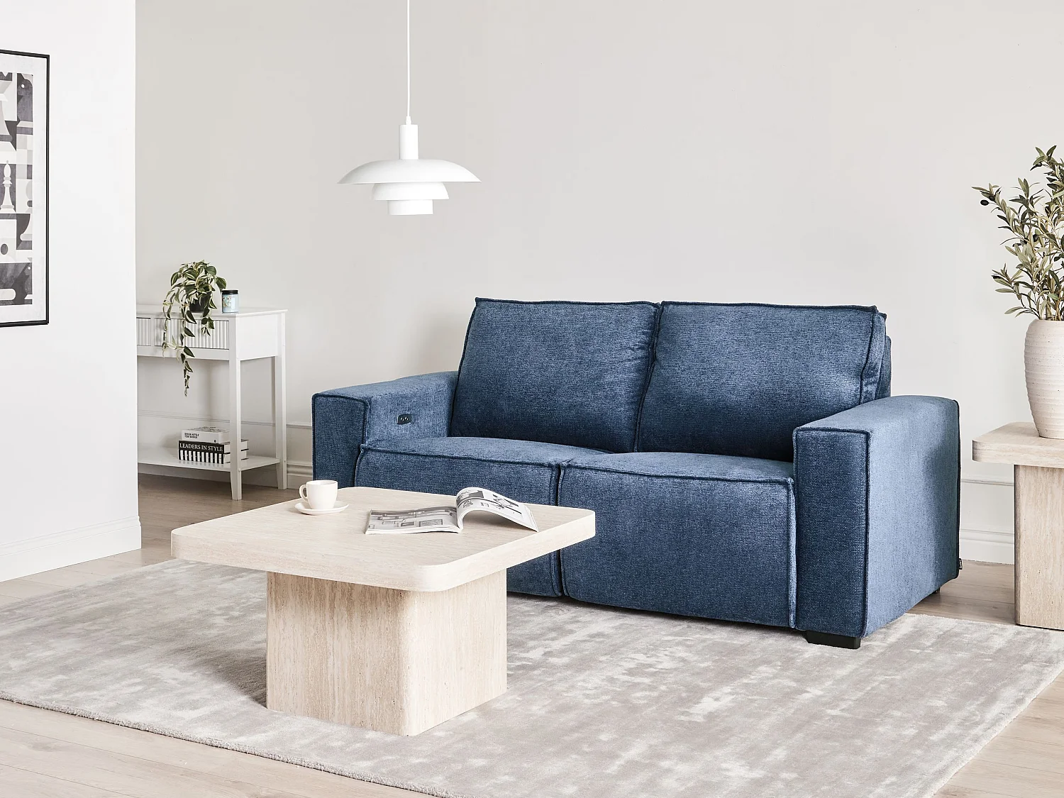 Canapé relax électrique 2 places NUKARI Tissu Bleu