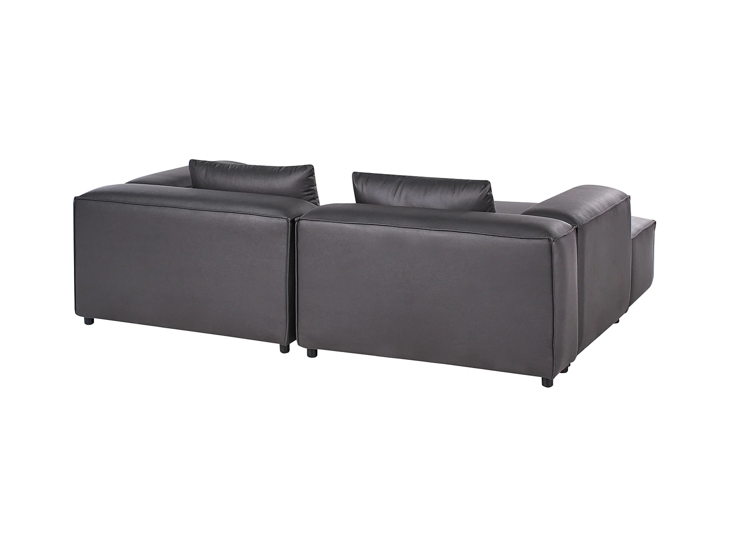 Canapé d'Angle à gauche Modulaire Moderne 2 Places en Cuir PU avec Ottoman Pouf Repose-Pieds Noir Brande