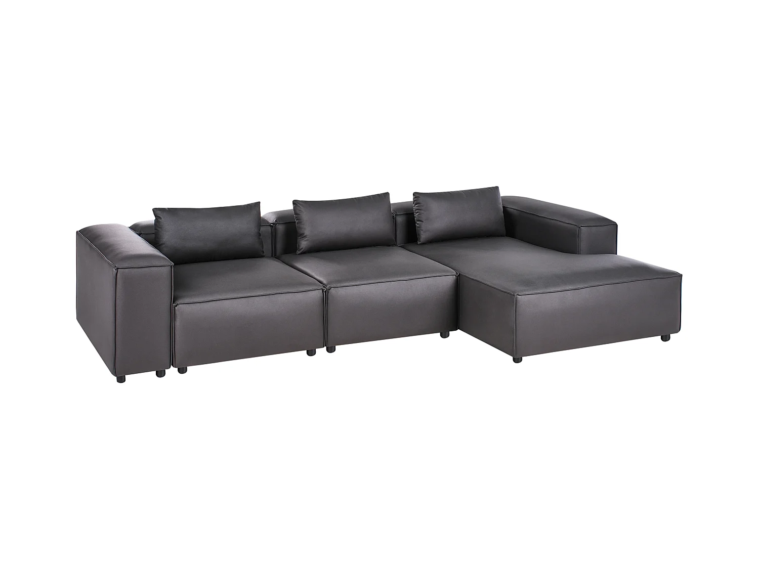 Canapé d'Angle à droite Modulaire Moderne Minimaliste 4 Places en Cuir PU Noir Brande