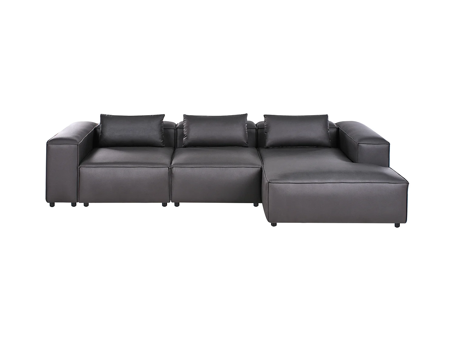 Canapé d'Angle à droite Modulaire Moderne Minimaliste 4 Places en Cuir PU Noir Brande
