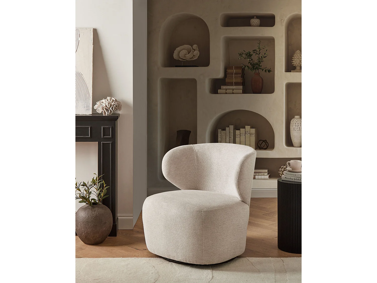 Fauteuil pivotant ALVDAL Tissu Beige