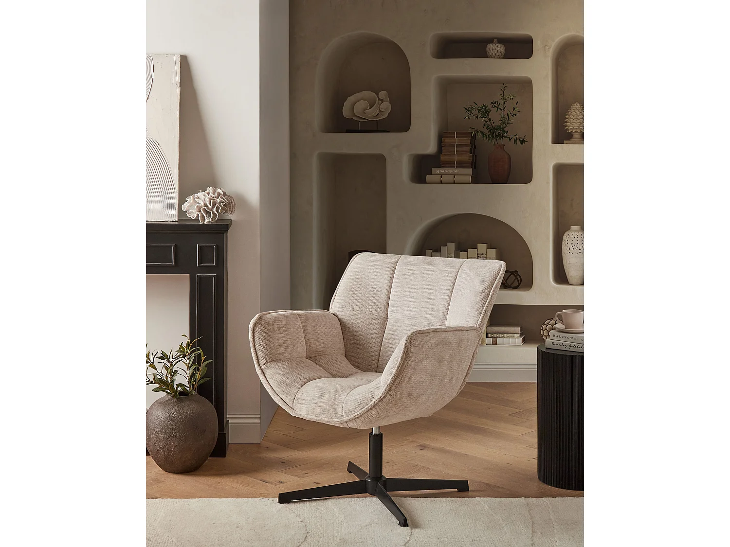 Fauteuil pivotant AUMA Tissu Beige
