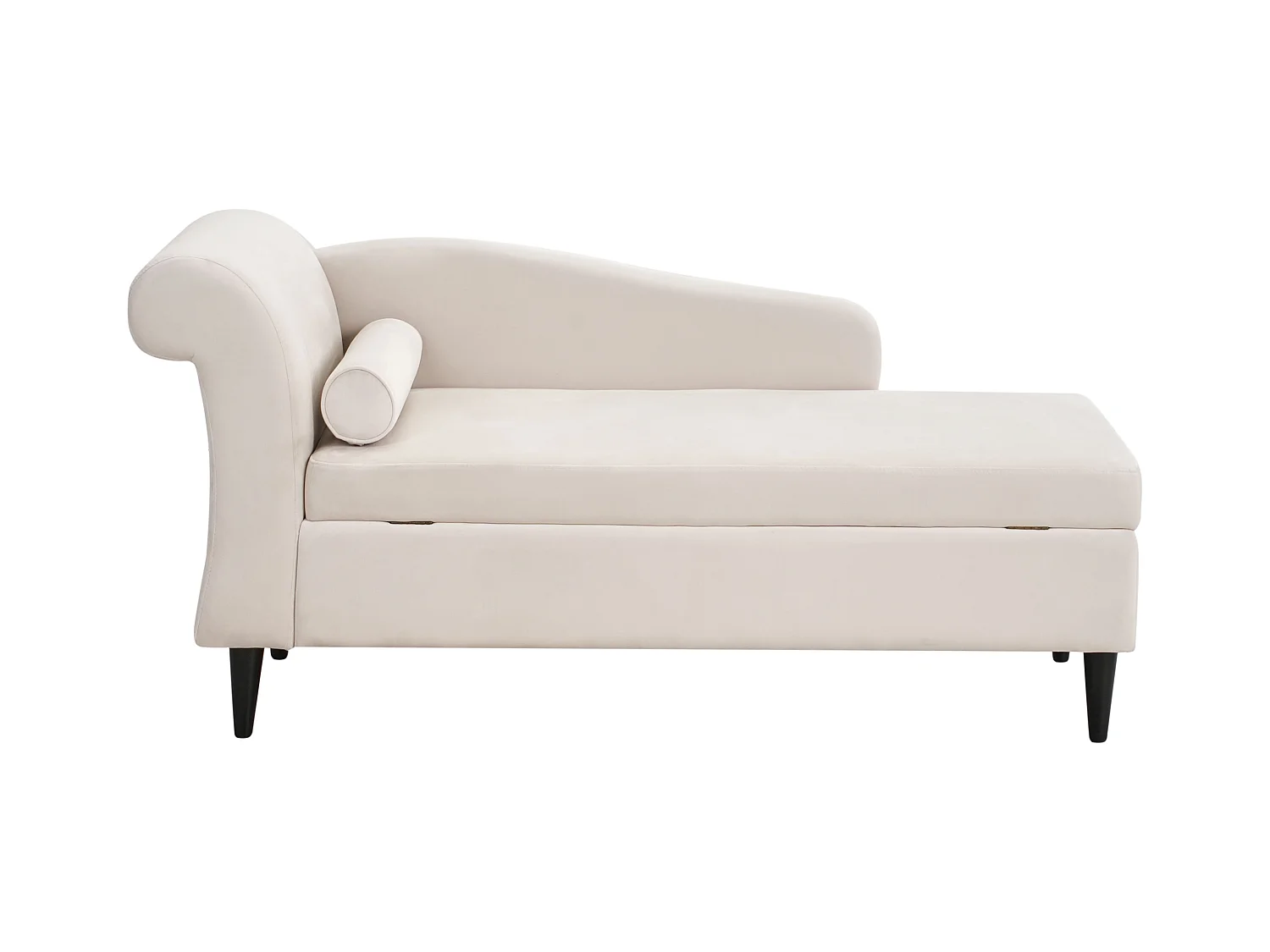Chaise longue côté droite LUIRO Velours Beige avec rangement