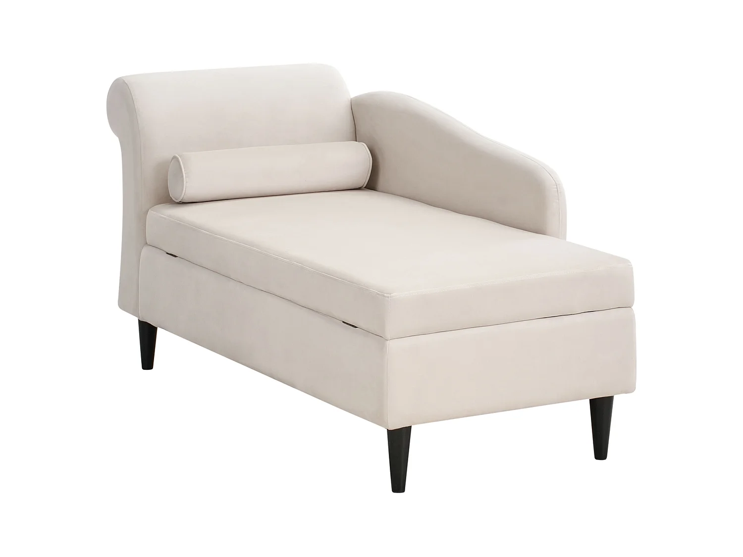 Chaise longue côté droite LUIRO Velours Beige avec rangement