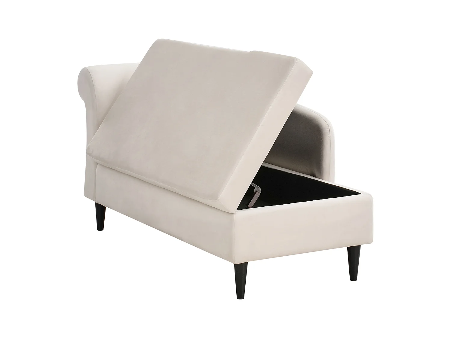 Chaise longue côté droite LUIRO Velours Beige avec rangement