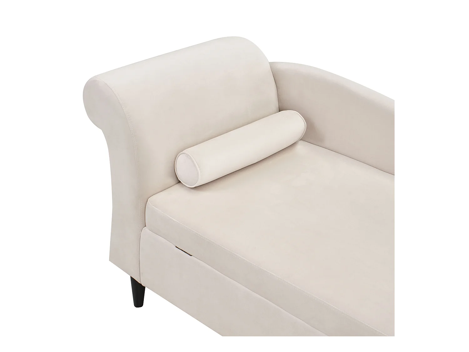 Chaise longue côté droite LUIRO Velours Beige avec rangement