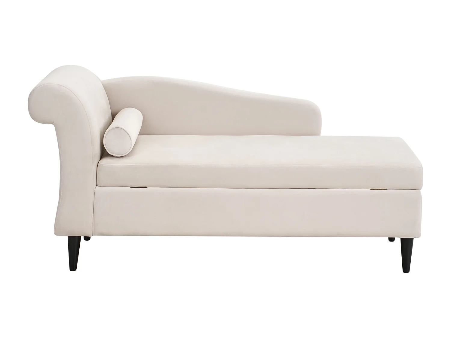 Chaise longue côté droite LUIRO Velours Beige avec rangement