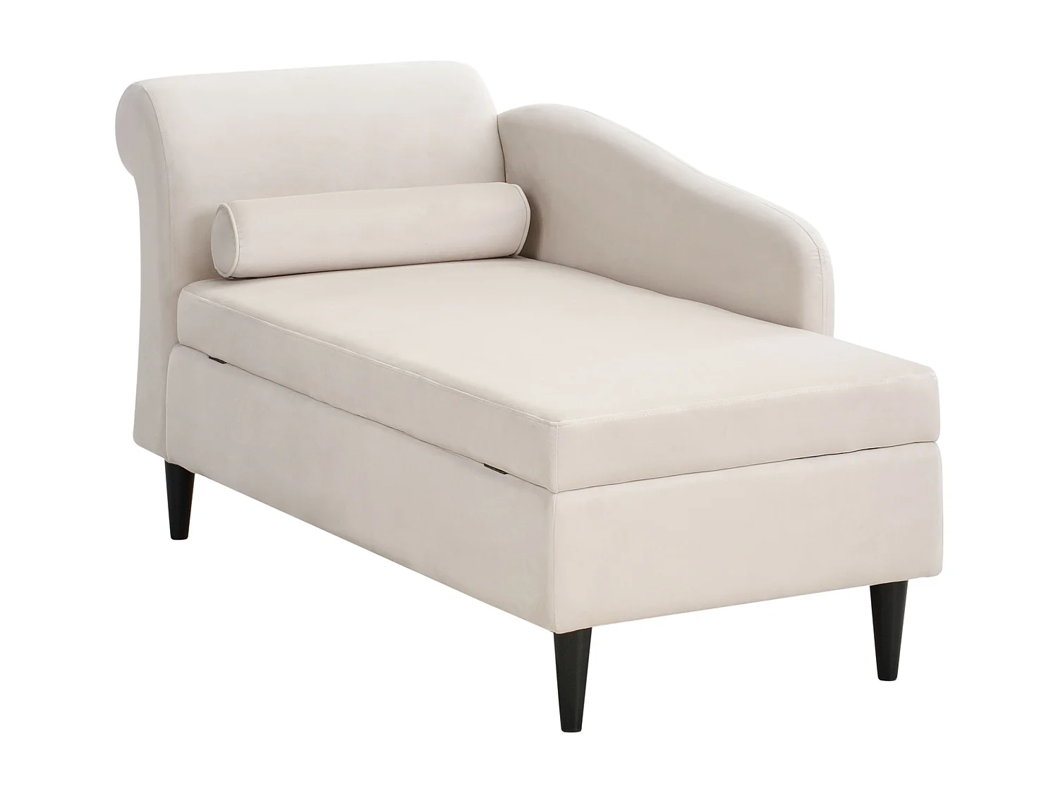 Chaise longue côté droite LUIRO Velours Beige avec rangement