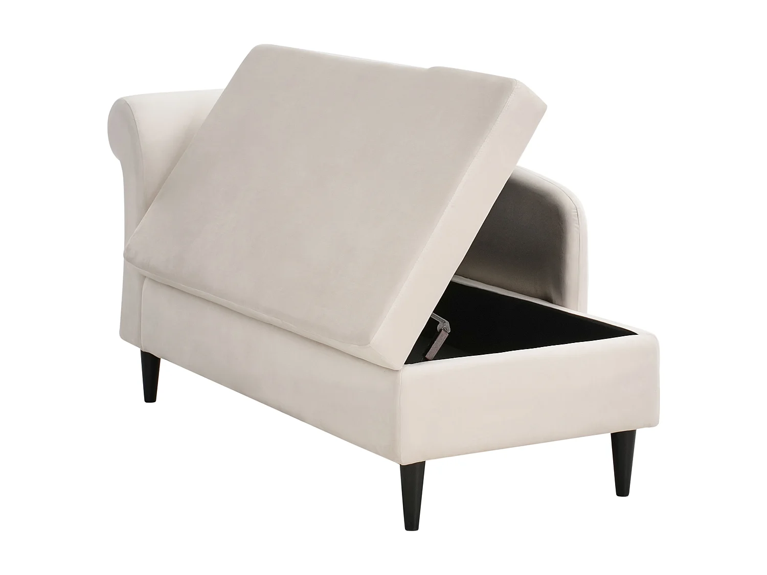 Chaise longue côté droite LUIRO Velours Beige avec rangement