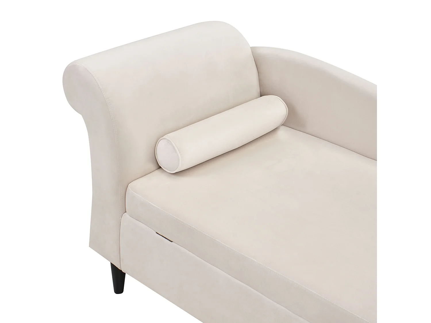 Chaise longue côté droite LUIRO Velours Beige avec rangement