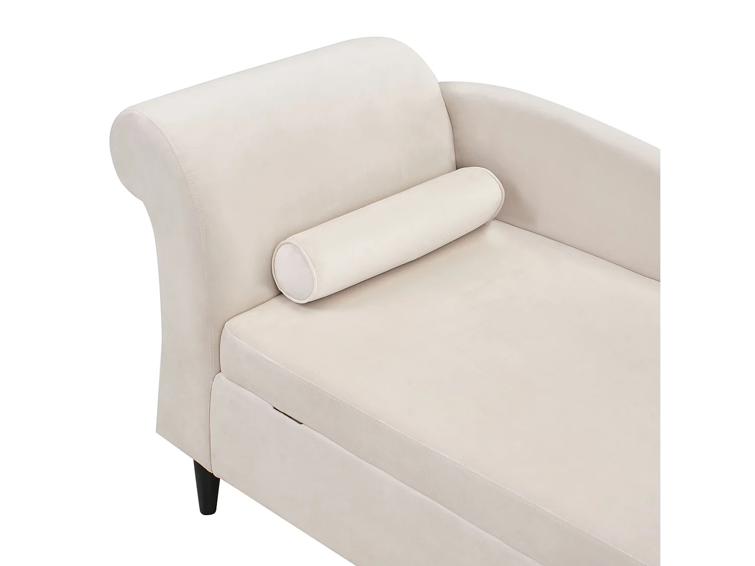 Chaise longue côté gauche LUIRO Velours Beige avec rangement