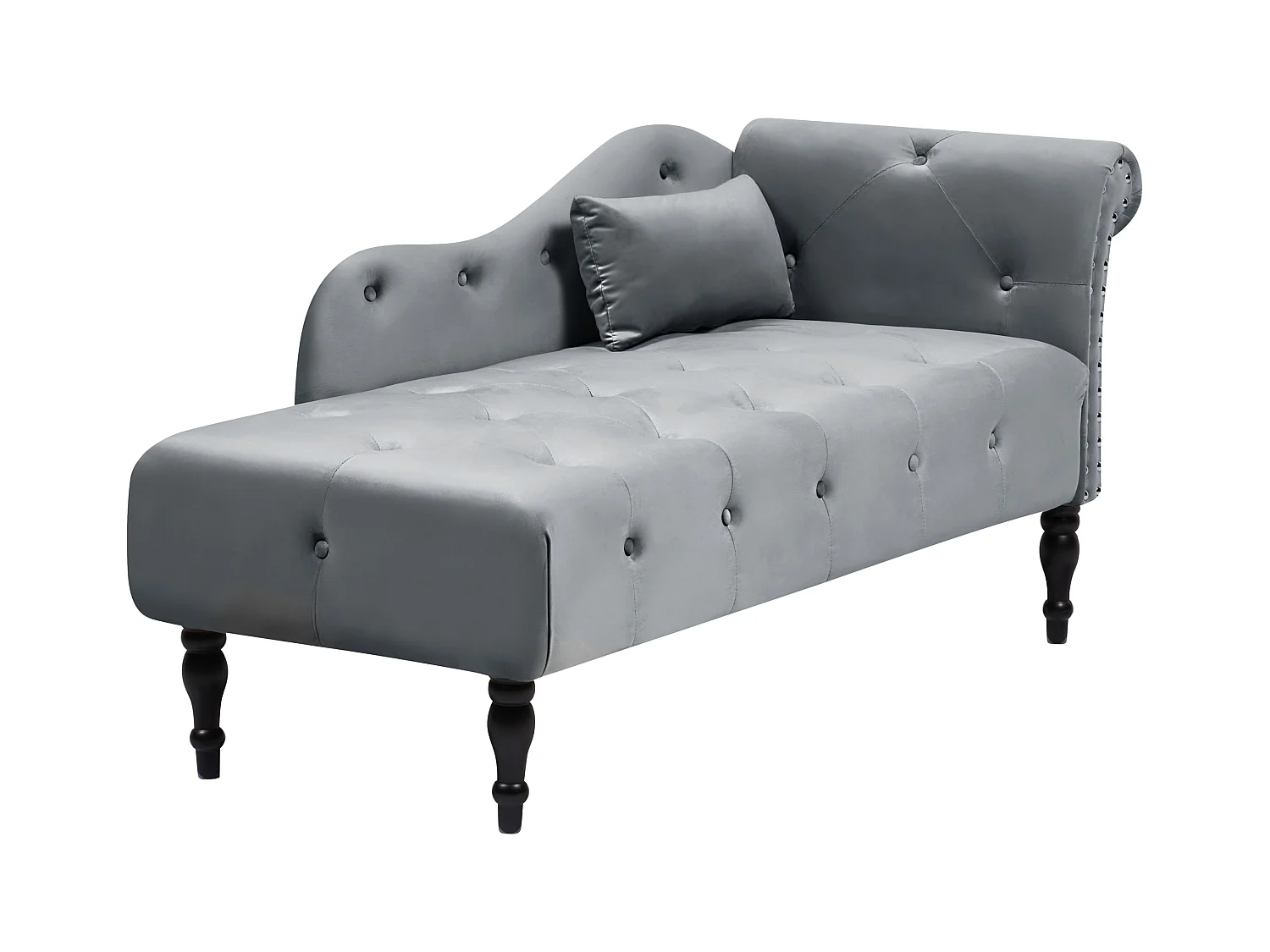 Chaise longue côté droit IVRY Velours Gris