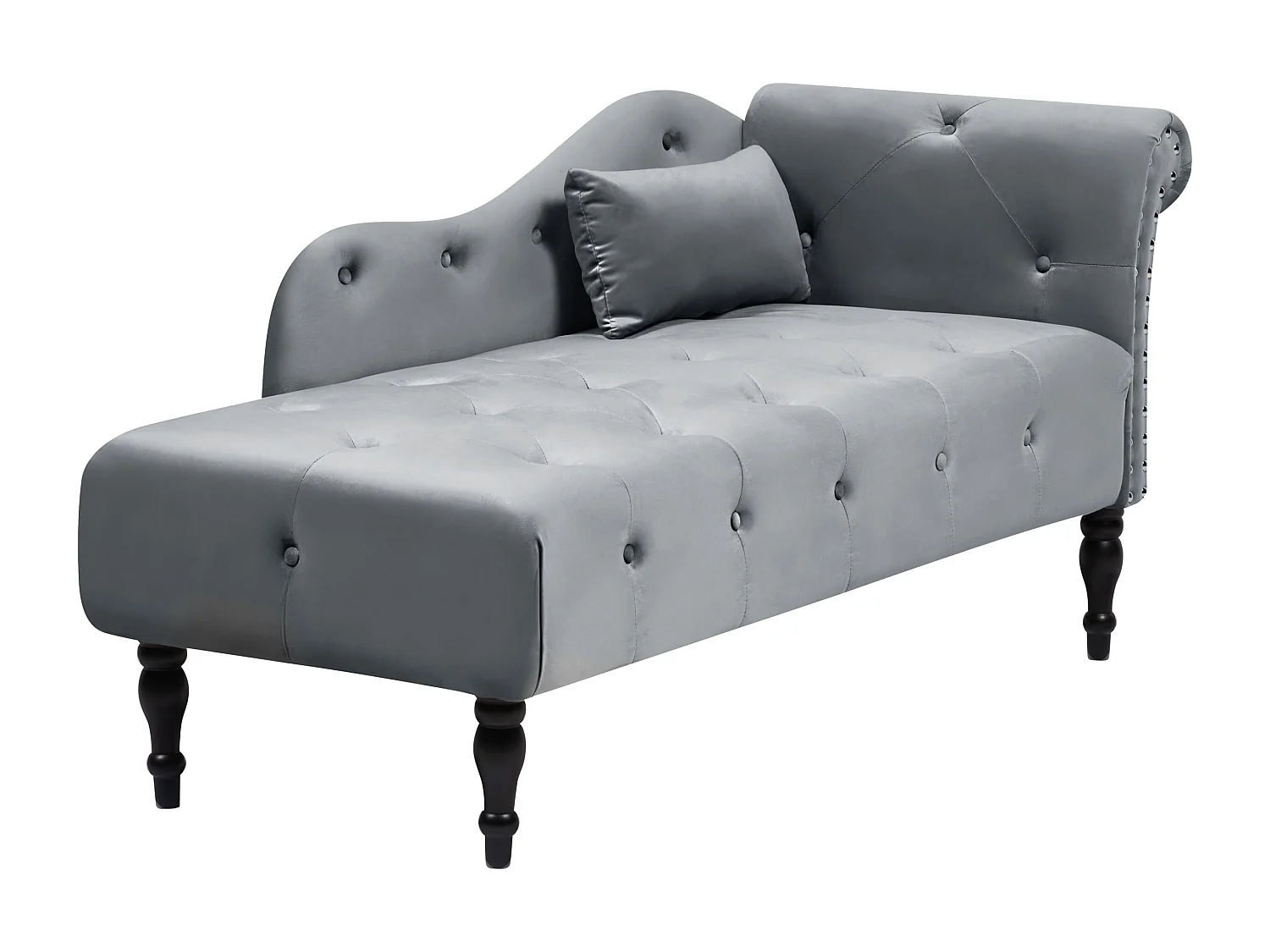 Chaise longue côté droit IVRY Velours Gris