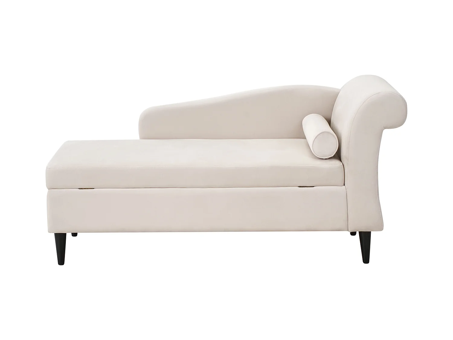 Chaise longue côté droit LUIRO Velours Beige avec rangement