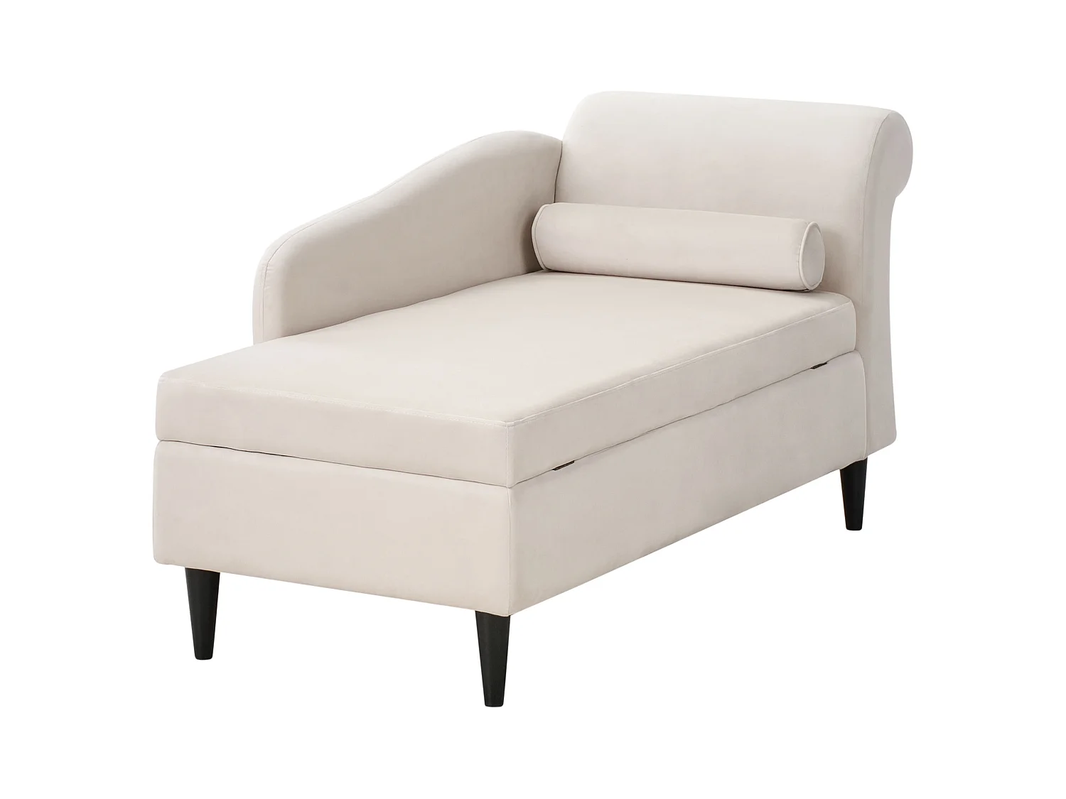 Chaise longue côté droit LUIRO Velours Beige avec rangement