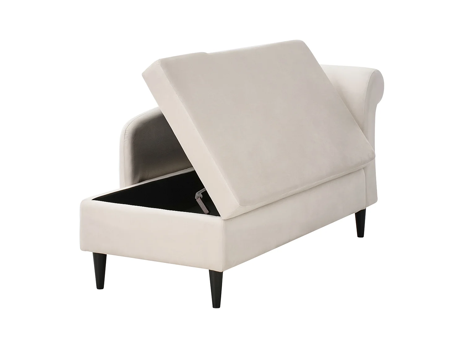Chaise longue côté droit LUIRO Velours Beige avec rangement