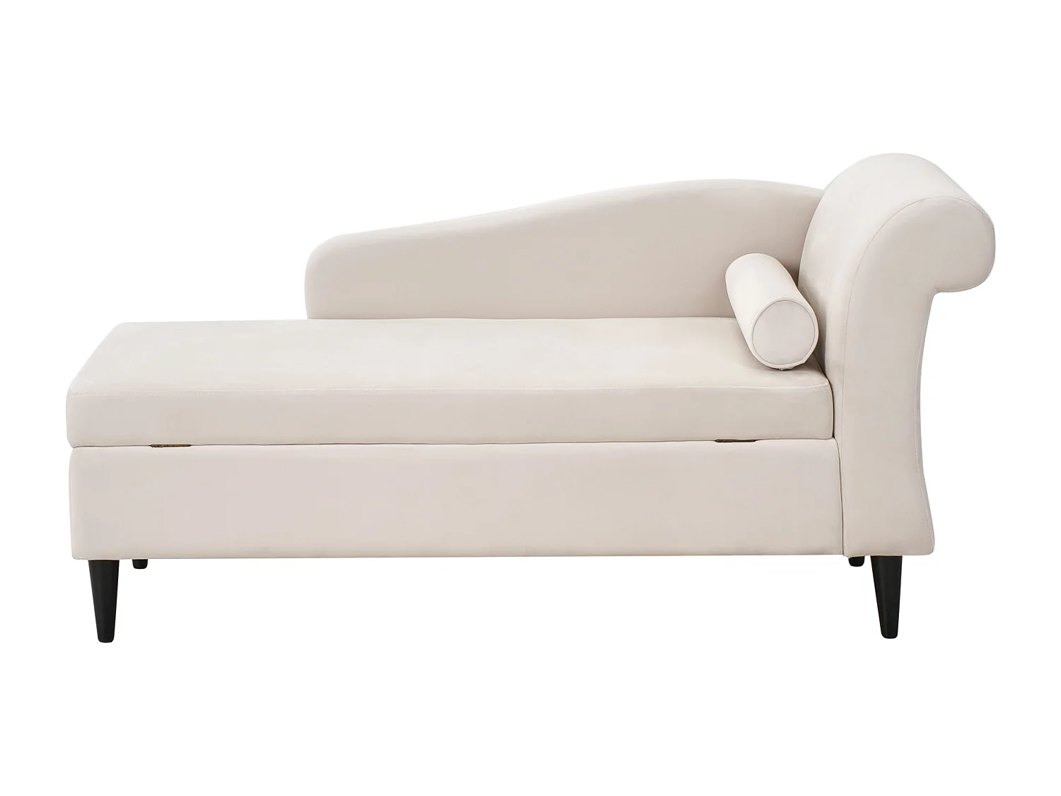 Chaise longue côté droit LUIRO Velours Beige avec rangement