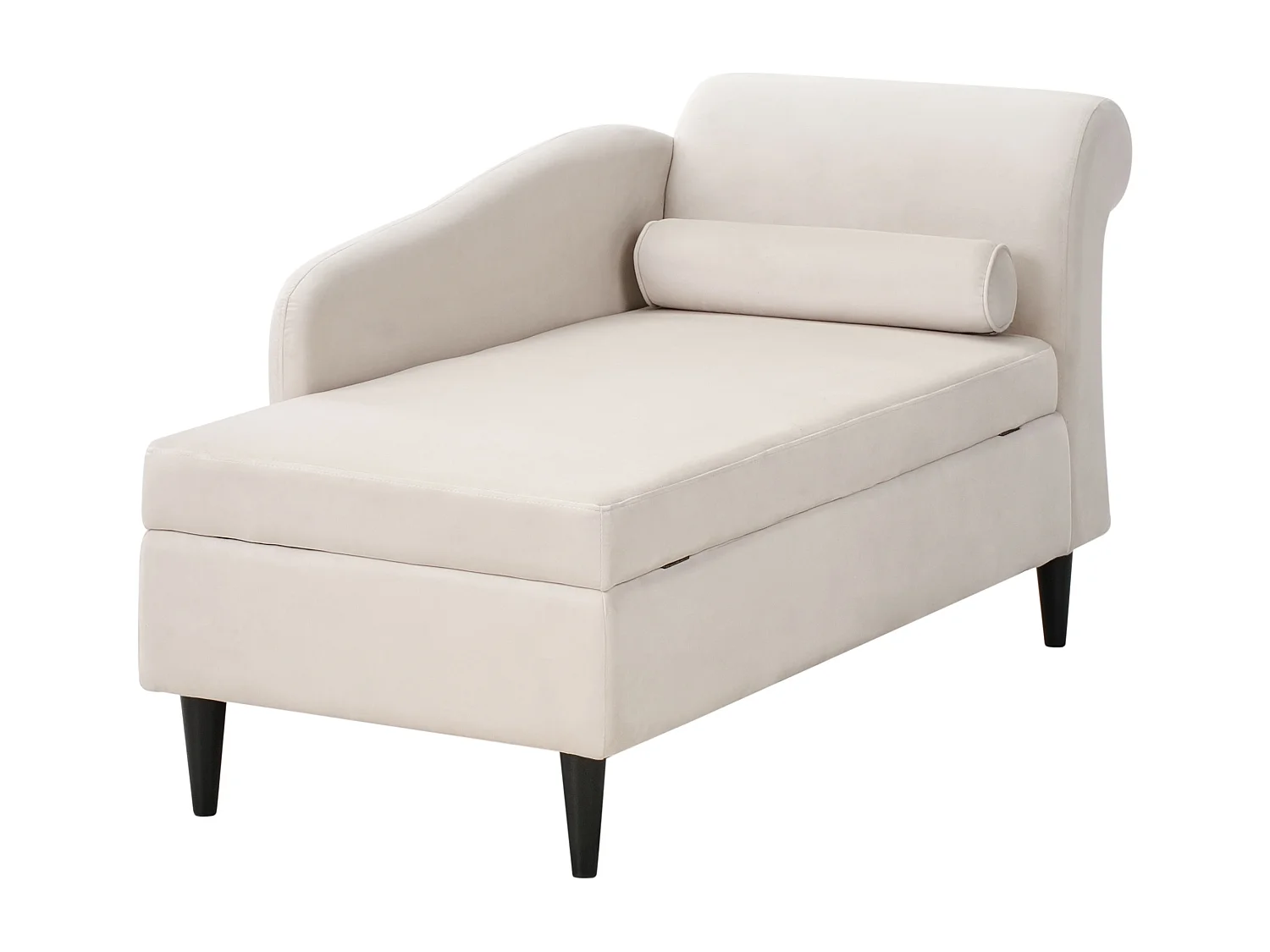 Chaise longue côté droit LUIRO Velours Beige avec rangement