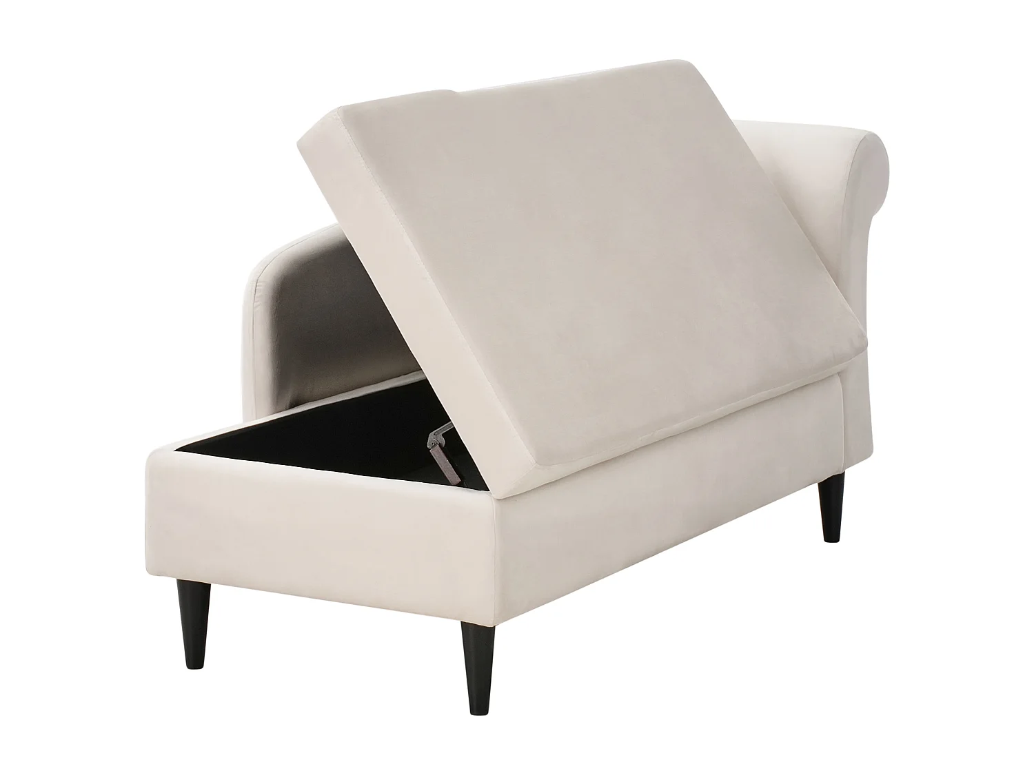 Chaise longue côté droit LUIRO Velours Beige avec rangement