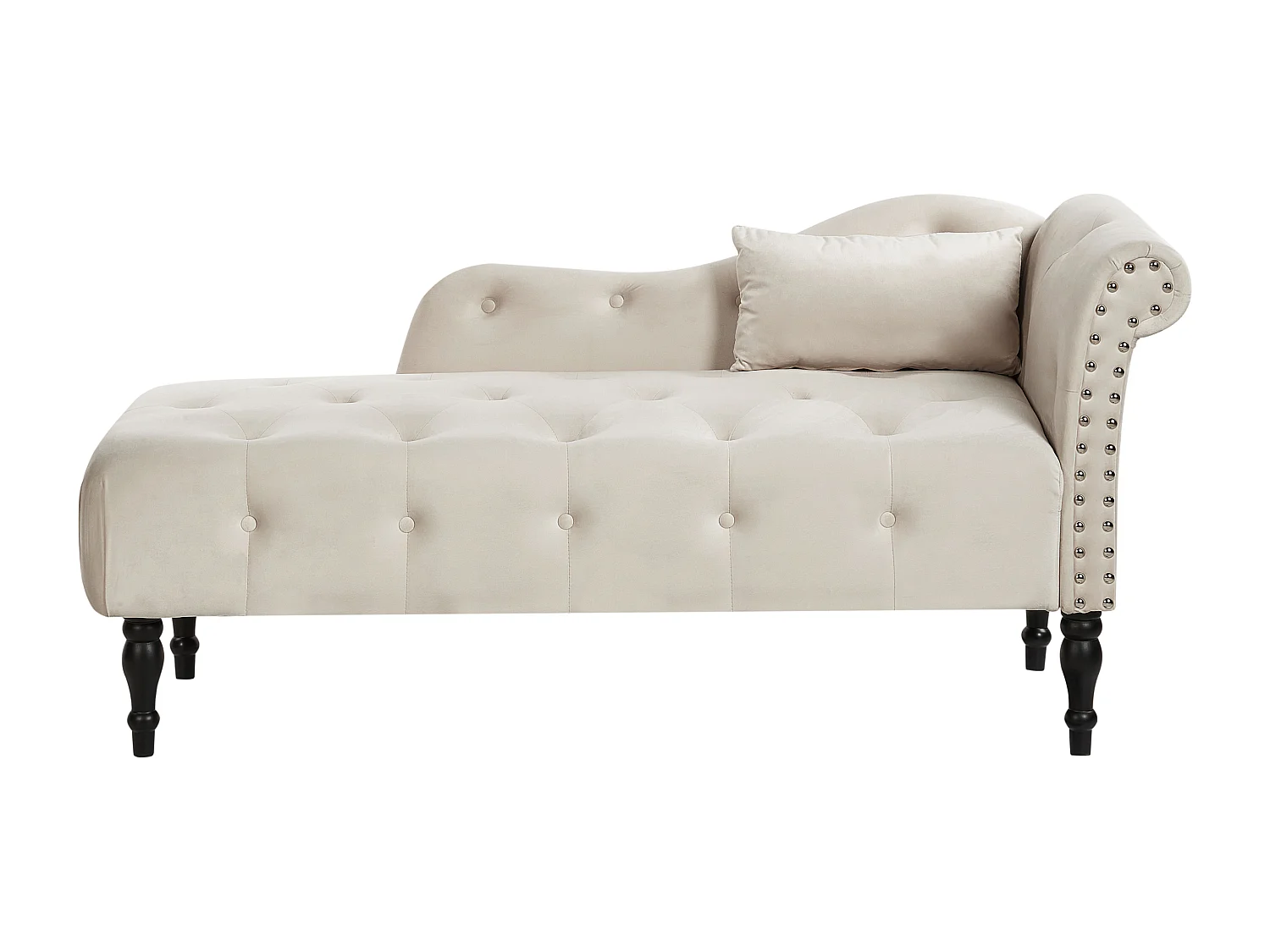 Chaise longue côté droit IVRY Velours Beige clair