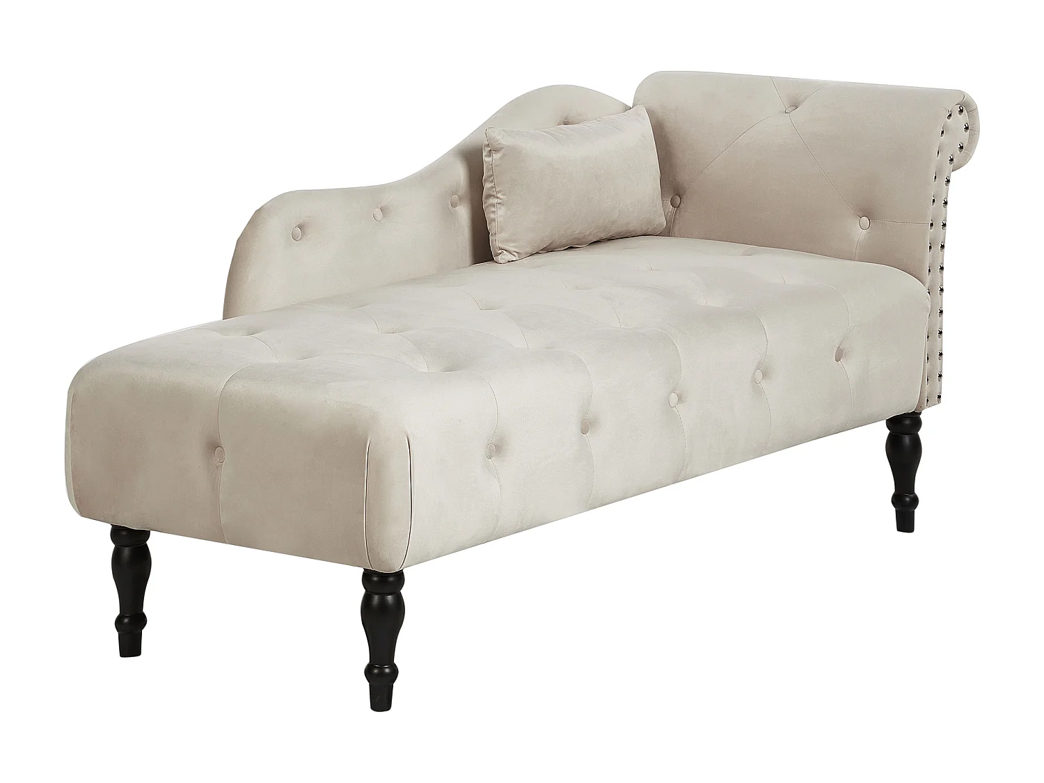 Chaise longue côté droit IVRY Velours Beige clair