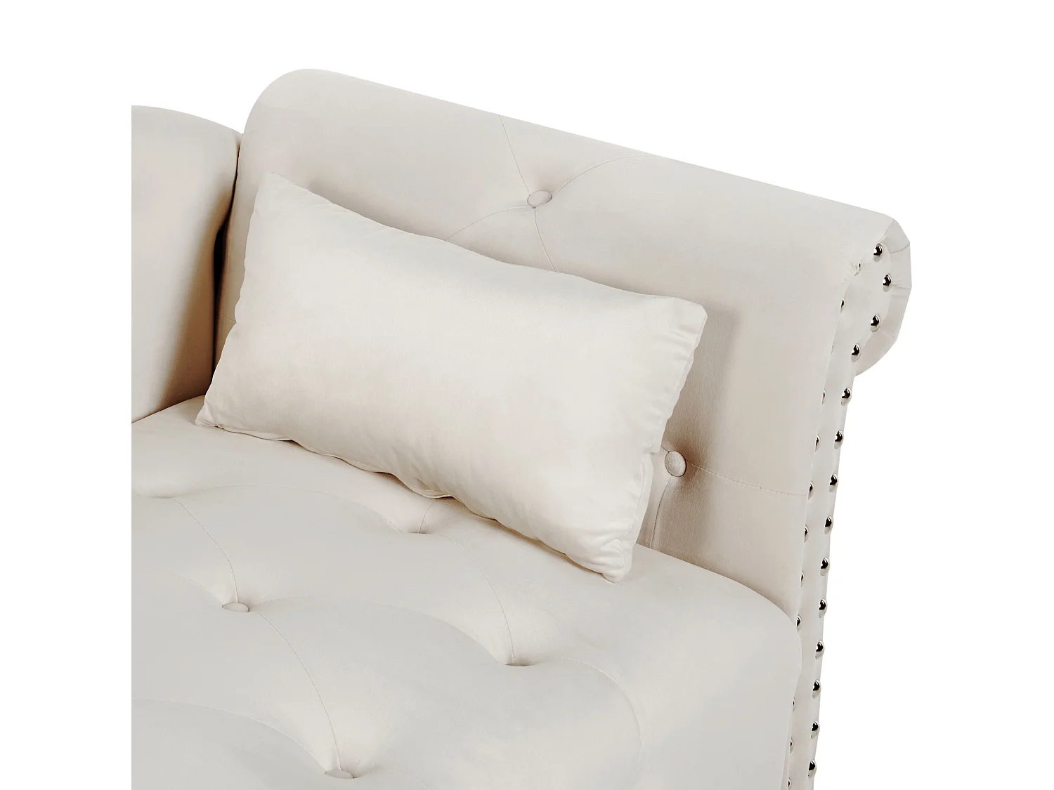 Chaise longue côté droit IVRY Velours Beige clair